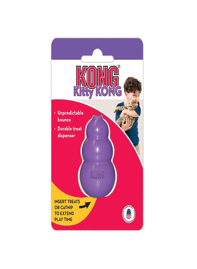 KONG Kitty, Durable Natural Rubber Interactive Cat Toy, Treat Dispenser, Fulfills Natural Hunting Instincts, Unpredictable Bounce, Stuff Cat Treats, Catnip, Promotes Batting, Rolling, Chasing, Purple - Image 3